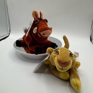 Disney Parks & Store Simba & Pumbaa 8” mini Bean Bag SET of 2 NWT